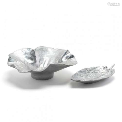 Two Leaf Serving Dishes by Virginia Metalcrafters