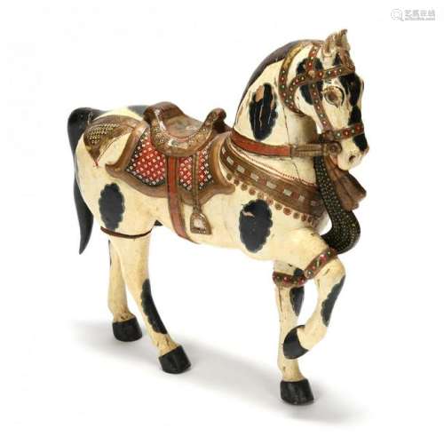 Vintage Carved and Polychrome Decorated Horse