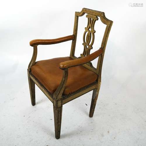 Neoclassical-Style Painted Arm Chair