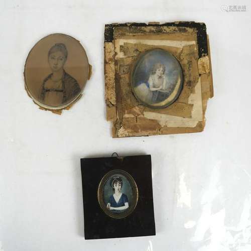 Three Framed Miniatures of Women