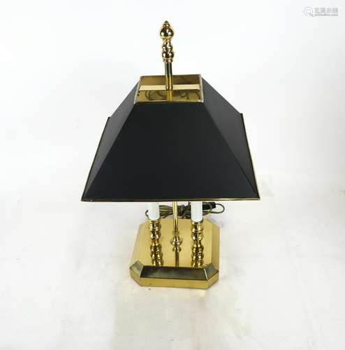 Brass Bouillotte Lamp with Tole Shade