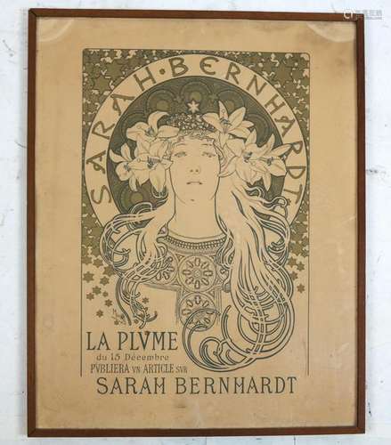 Vintage A. Mucha Sarah Bernhardt Poster