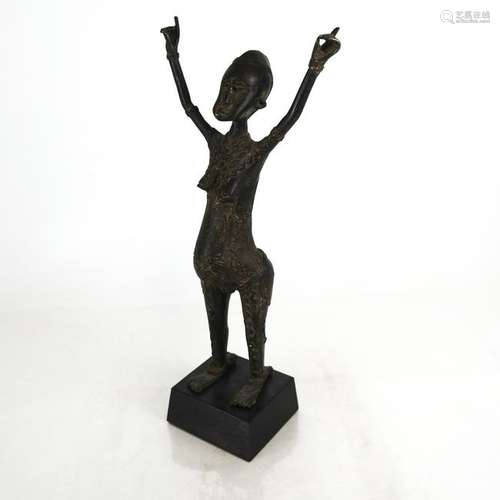 Ethnic Bronze Sculpture of a Pregnant Woman