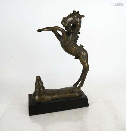 Chinese Bronze Sculpture of Rearing Horse