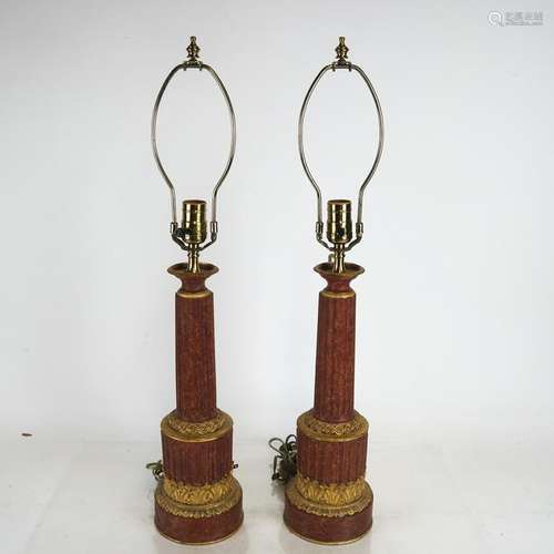 Pair Louis-Philippe Parcel Gilt Lamps