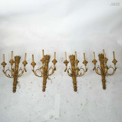 19th C. Neoclassical-Style Gilt Wood Sconces