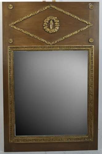 Empire-Style Partial Gilt Trumeau Mirror