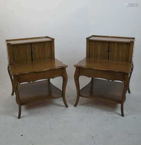 Pair of Tambour Provincial Step Tables