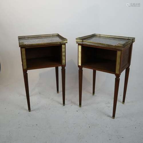 Pair French Louis XVI-Style Stands with Marble