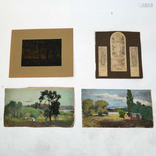 Lot of 4 19th-20th C. Art Works