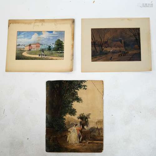 Three 19th C. Watercolors/Gouaches