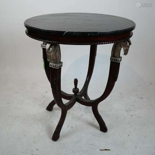 Horse-Form Bouillotte Table, Black Marble