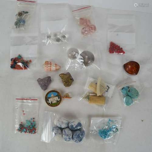 Bag of Beads: Stone, Agate, Wood