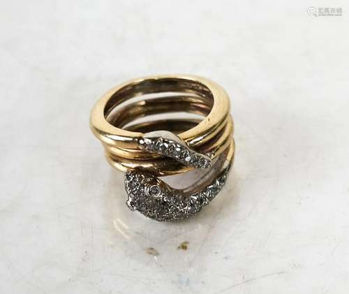 14k Gold Diamond Snake Ring 7.0 DWT