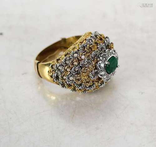 Diamond-Emerald Cocktail Ring .730 Gold