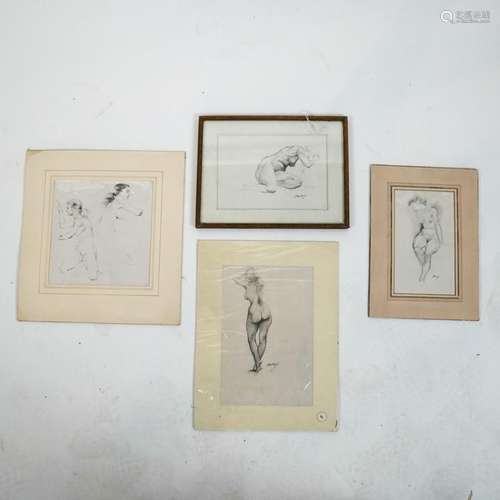 Peter BRADLEY: Four Nude Studies - Drawings