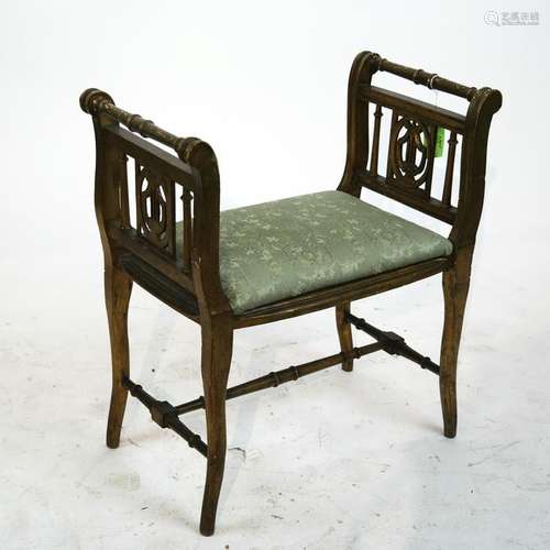 Antique Lyre Design Gilt Bench