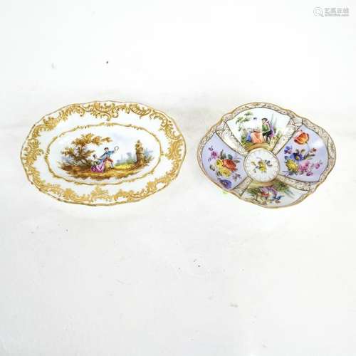 Two Meissen & Dresden Porcelain Dishes