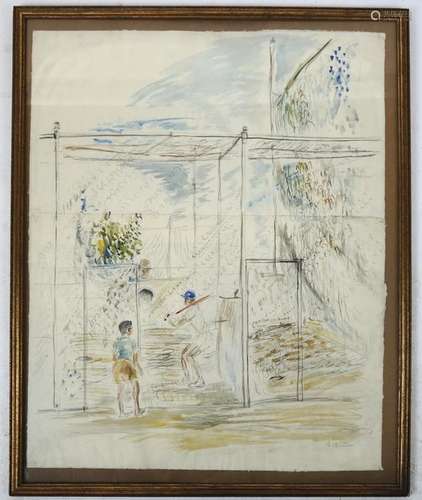 E. Powis JONES: Baseball - Watercolor