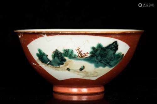 A CORAL GROUND FAMILLE VERTE BOWL
