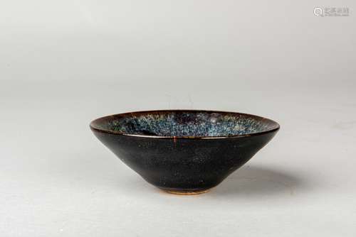 STENCIL CUT AND BLACK GLAZED TEA BOWL