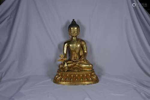 GILT BRONZE CAST AVALOKITESHVARA SEATED FIGURE