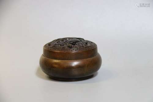 BRONZE CAST INCENSE BURNER WITH LID