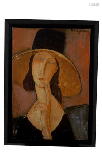 AMEDEO MODIGLIANI: FRAMED OIL ON CANVAS PAINTING 'PORTRAIT'