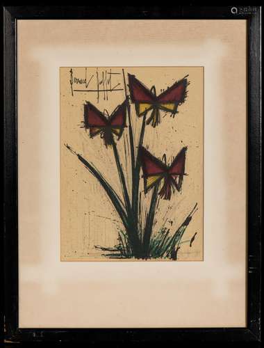 BERNARD BUFFET: FRAMED PAINTING 'FLOWERS'