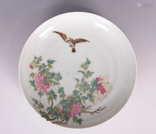 FAMILLE ROSE 'BIRDS' DISH