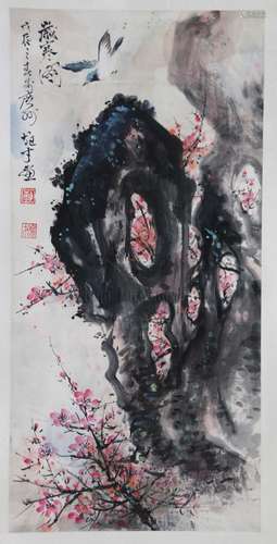 LI XIONGCAI: INK AND COLOR ON PAPER PAINTING 'FLOWERS AND BIRDS'