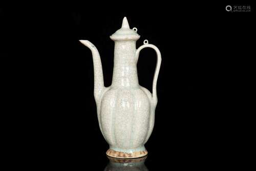 CELADON GLAZED LOBED WINE EWER