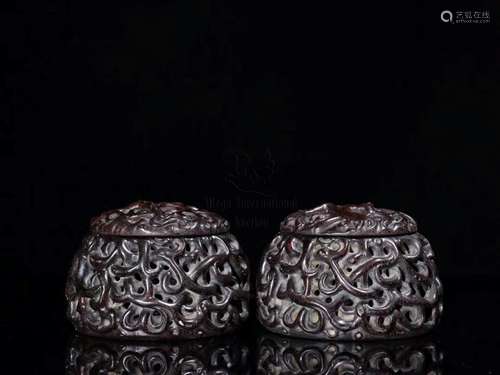 PAIR OF RELIEF CARVED NATURALISTIC WEIQI JARS WITH COVERS