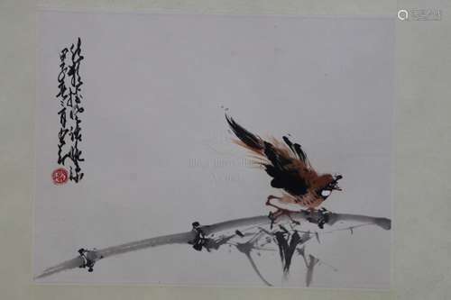 ZHAO SHAOANG: INK AND COLOR ON PAPER PAINTING 'BIRDS AND FRUITS'