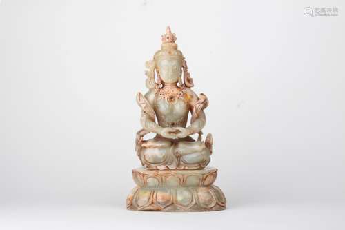 A FINE CURVED JADE GUANYIN