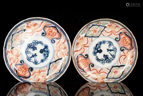 TWO JAPANESE BLUE AND WHITE DISHES