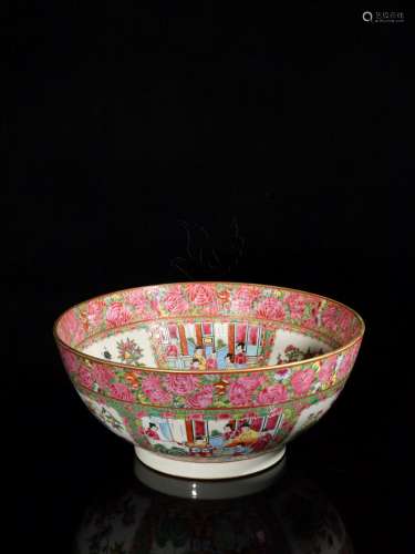 CANTON COLOR 'PEOPLE' OPEN MEDALLION BOWL