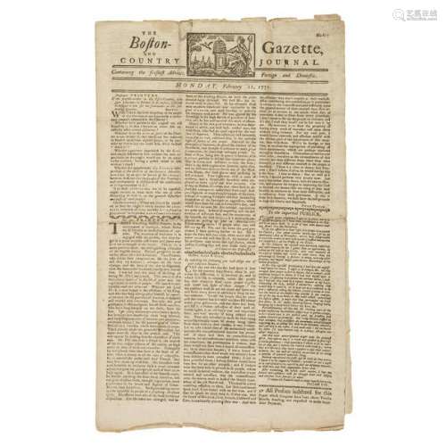 Pre-Revolutionary War Boston Newspaper with Paul Revere