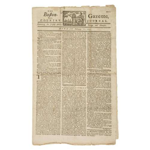 Pre-Revolutionary War Boston Newspaper with Paul Revere