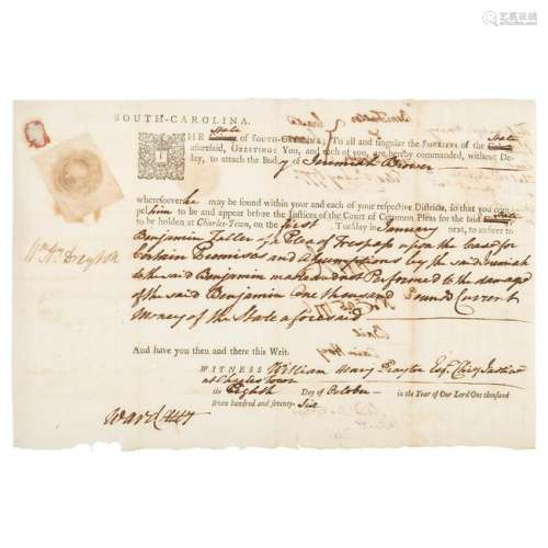 Revolutionary War-Era Arrest Warrant Signed by William