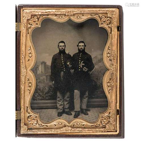 Two Civil War Half Plate Tintypes of Brothers-in-Law