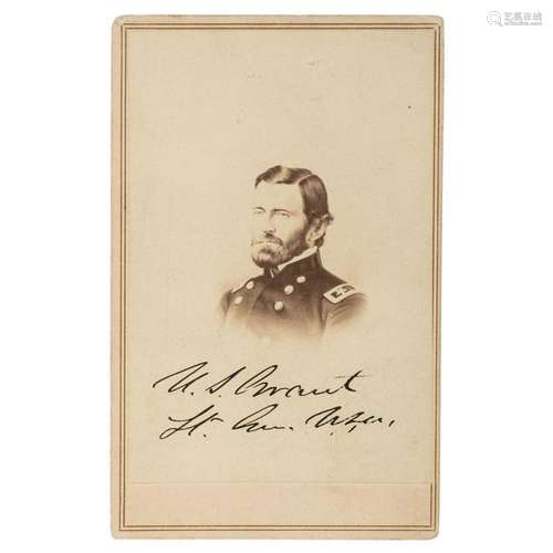 Ulysses S. Grant CDV, Signed with Rank