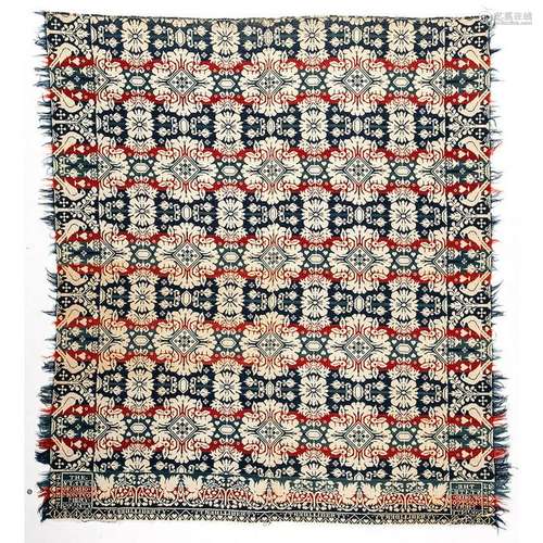 Ohio Tri-Color Coverlet, Signed M. Klein