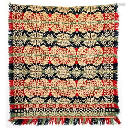 Tri-Color Coverlet, Signed Zeller