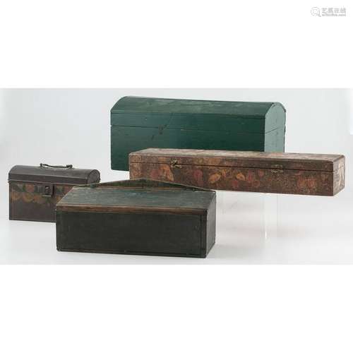 Painted Wood and Toleware Boxes