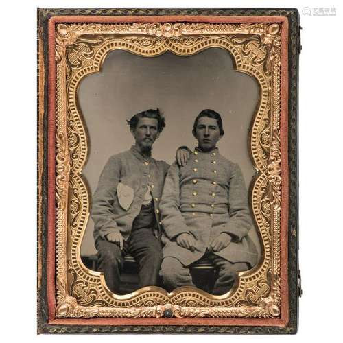 Quarter Plate Ambrotype of Two Confederate Soldiers,