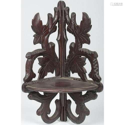 Folk Art Carved Corner Shelf