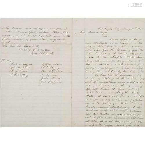 Jefferson Davis, Clerk-Signed Copy of Letter Addressing