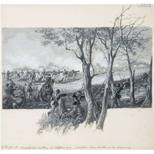 John R. Chapin, Gouache Depicting Bramhall's Battery at