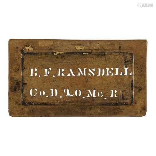 Brass ID Stencil Carried at Gettysburg by Benjamin F.